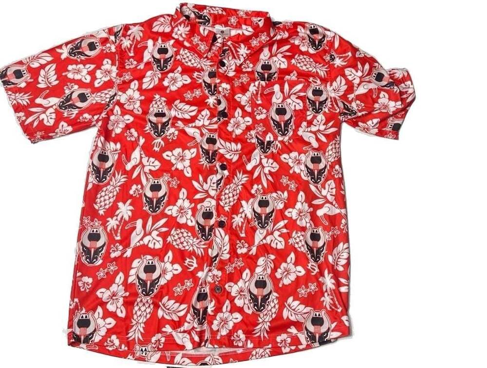 Birmingham Bulls Hockey Hawaiian Night Promo Shirt Size AL(Adult Large)-Orange